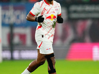 Lois Openda of Leipzig  looks on during the Bundesliga match between RB Leipzig and Borussia Mönchengladbach at Red Bull arena, Leipzig, Ger...