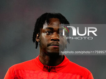 El Chadaille Bitshiabu of Leipzig  looks on during the Bundesliga match between RB Leipzig and Borussia Mönchengladbach at Red Bull arena, L...