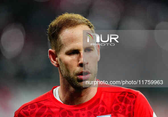 Peter Gulacsi of Leipzig  looks on during the Bundesliga match between RB Leipzig and Borussia Mönchengladbach at Red Bull arena, Leipzig, G...