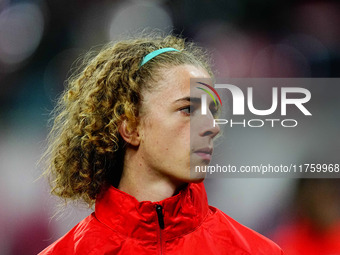 Viggo Gebel of Leipzig  looks on during the Bundesliga match between RB Leipzig and Borussia Mönchengladbach at Red Bull arena, Leipzig, Ger...