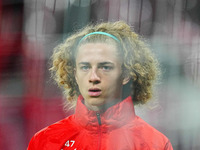 Viggo Gebel of Leipzig  looks on during the Bundesliga match between RB Leipzig and Borussia Mönchengladbach at Red Bull arena, Leipzig, Ger...