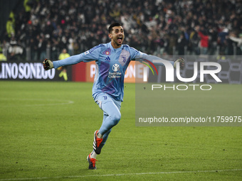 Juventus goalkeeper Mattia Perin celebrates during the Serie A football match number 12, Juventus vs. Torino, at the Allianz Stadium in Turi...