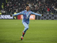 Juventus goalkeeper Mattia Perin celebrates during the Serie A football match number 12, Juventus vs. Torino, at the Allianz Stadium in Turi...