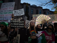 Hundreds demonstrate outside The Heritage Foundation for reproductive rights following the election of Donald Trump to be the next President...