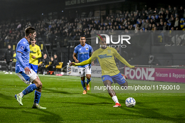 RKC forward Denilho Cleonise plays during the match between RKC and NEC at the Mandemakers Stadium in Waalwijk, Netherlands, on November 9,...