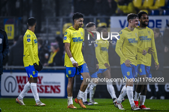 RKC forward Richonell Margaret, RKC defender Luuk Wouters, and RKC forward Denilho Cleonise play during the match RKC vs. NEC at the Mandema...