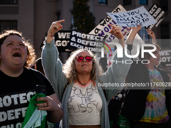 Hundreds demonstrate for reproductive rights outside The Heritage Foundation following election of Donald Trump as the next President of the...