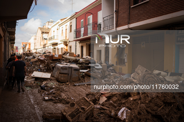 Consequences of flooding caused by the DANA occur in cities near Valencia, Spain, on November 7, 2024. 