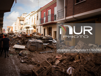 Consequences of flooding caused by the DANA occur in cities near Valencia, Spain, on November 7, 2024. (