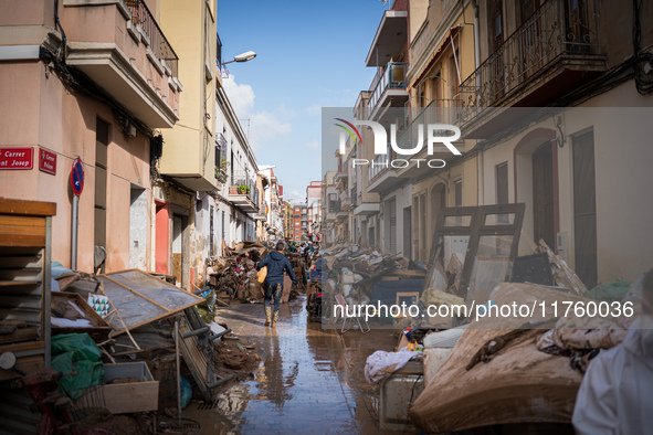 Consequences of flooding caused by the DANA occur in cities near Valencia, Spain, on November 7, 2024. 