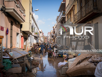 Consequences of flooding caused by the DANA occur in cities near Valencia, Spain, on November 7, 2024. (