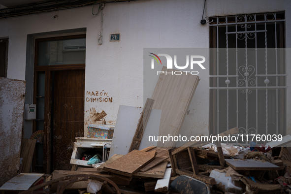 Consequences of flooding caused by the DANA occur in cities near Valencia, Spain, on November 7, 2024. 