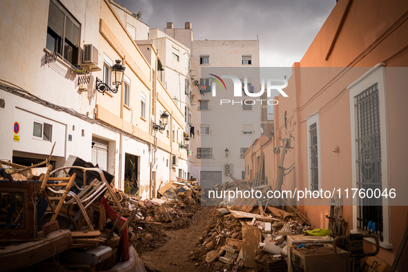 Consequences of flooding caused by the DANA occur in cities near Valencia, Spain, on November 7, 2024. 