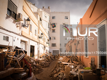 Consequences of flooding caused by the DANA occur in cities near Valencia, Spain, on November 7, 2024. (