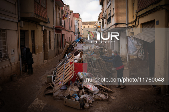 Consequences of flooding caused by the DANA occur in cities near Valencia, Spain, on November 7, 2024. 