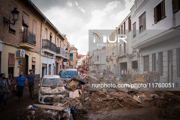 Consequences of flooding caused by the DANA occur in cities near Valencia, Spain, on November 7, 2024. 