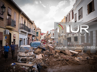 Consequences of flooding caused by the DANA occur in cities near Valencia, Spain, on November 7, 2024. (