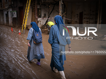 Consequences of flooding caused by the DANA occur in cities near Valencia, Spain, on November 7, 2024. (