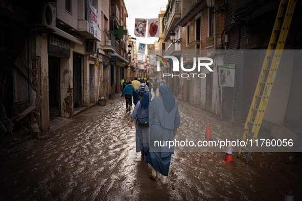 Consequences of flooding caused by the DANA occur in cities near Valencia, Spain, on November 7, 2024. 