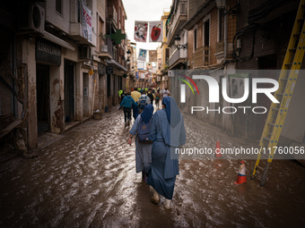 Consequences of flooding caused by the DANA occur in cities near Valencia, Spain, on November 7, 2024. (