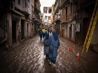 Consequences of flooding caused by the DANA occur in cities near Valencia, Spain, on November 7, 2024. (