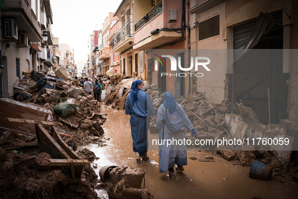 Consequences of flooding caused by the DANA occur in cities near Valencia, Spain, on November 7, 2024. 