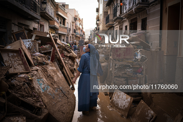 Consequences of flooding caused by the DANA occur in cities near Valencia, Spain, on November 7, 2024. 