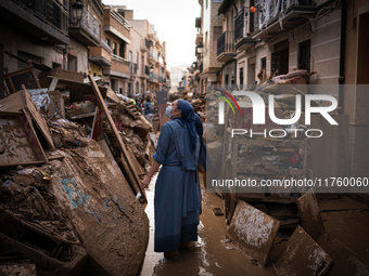 Consequences of flooding caused by the DANA occur in cities near Valencia, Spain, on November 7, 2024. (