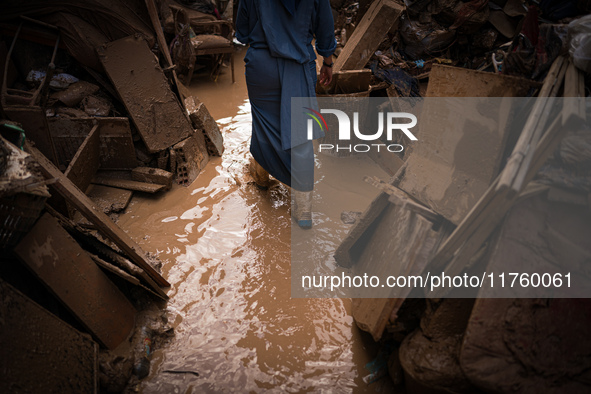 Consequences of flooding caused by the DANA occur in cities near Valencia, Spain, on November 7, 2024. 