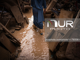 Consequences of flooding caused by the DANA occur in cities near Valencia, Spain, on November 7, 2024. (