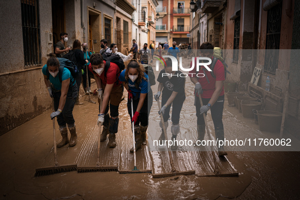 Consequences of flooding caused by the DANA occur in cities near Valencia, Spain, on November 7, 2024. 