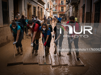 Consequences of flooding caused by the DANA occur in cities near Valencia, Spain, on November 7, 2024. (