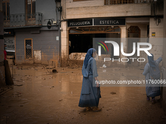 Consequences of flooding caused by the DANA occur in cities near Valencia, Spain, on November 7, 2024. (