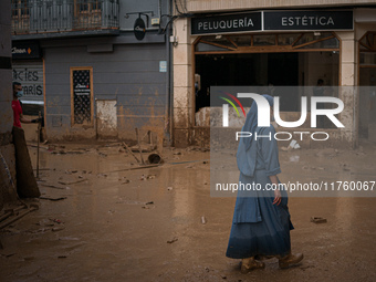 Consequences of flooding caused by the DANA occur in cities near Valencia, Spain, on November 7, 2024. (