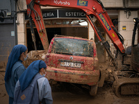 Consequences of flooding caused by the DANA occur in cities near Valencia, Spain, on November 7, 2024. (