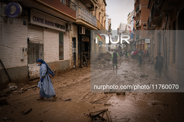 Consequences of flooding caused by the DANA occur in cities near Valencia, Spain, on November 7, 2024. 