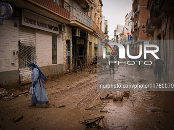 Consequences of flooding caused by the DANA occur in cities near Valencia, Spain, on November 7, 2024. (