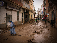 Consequences of flooding caused by the DANA occur in cities near Valencia, Spain, on November 7, 2024. (