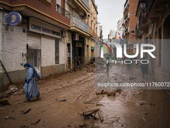 Consequences of flooding caused by the DANA occur in cities near Valencia, Spain, on November 7, 2024. (