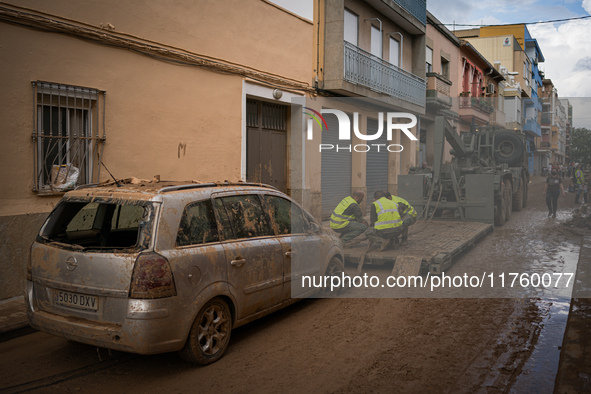 Consequences of flooding caused by the DANA occur in cities near Valencia, Spain, on November 7, 2024. 