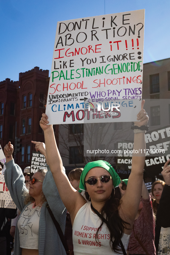 Hundreds demonstrate for reproductive rights following the election of Donald Trump to be the next President of the United States in Washing...