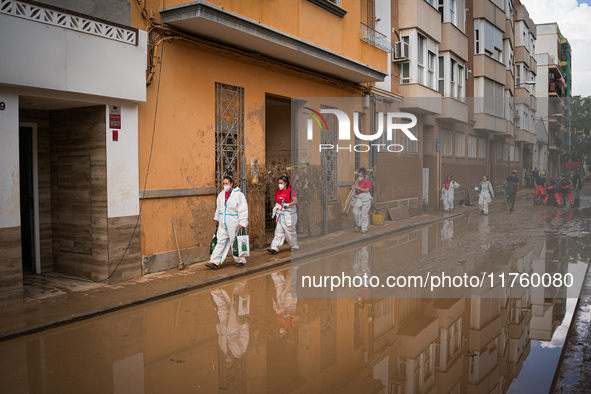 Consequences of flooding caused by the DANA occur in cities near Valencia, Spain, on November 7, 2024. 