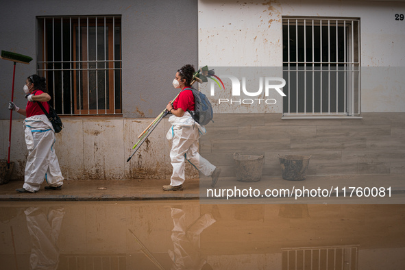 Consequences of flooding caused by the DANA occur in cities near Valencia, Spain, on November 7, 2024. 