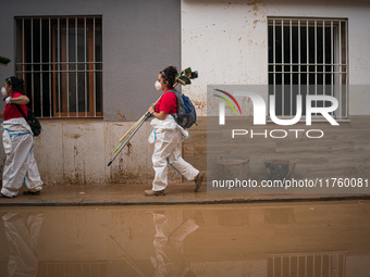 Consequences of flooding caused by the DANA occur in cities near Valencia, Spain, on November 7, 2024. (