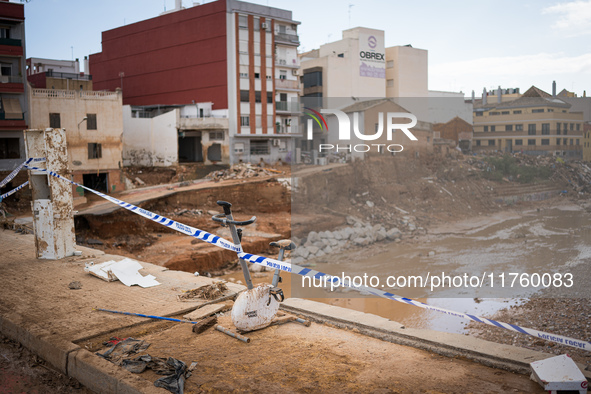 Consequences of flooding caused by the DANA occur in cities near Valencia, Spain, on November 7, 2024. 