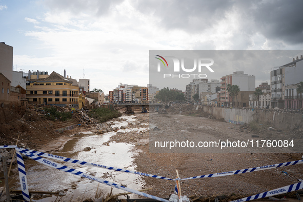 Consequences of flooding caused by the DANA occur in cities near Valencia, Spain, on November 7, 2024. 