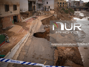 Consequences of flooding caused by the DANA occur in cities near Valencia, Spain, on November 7, 2024. (