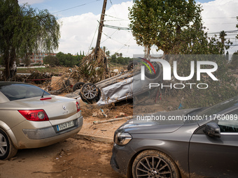 Consequences of flooding caused by the DANA occur in cities near Valencia, Spain, on November 7, 2024. (