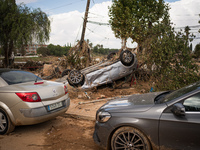 Consequences of flooding caused by the DANA occur in cities near Valencia, Spain, on November 7, 2024. (