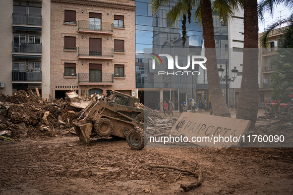 Consequences of flooding caused by the DANA occur in cities near Valencia, Spain, on November 7, 2024. 